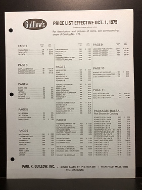 Hobby Catalogs: Guillow's, 1975 Hobby Catalog